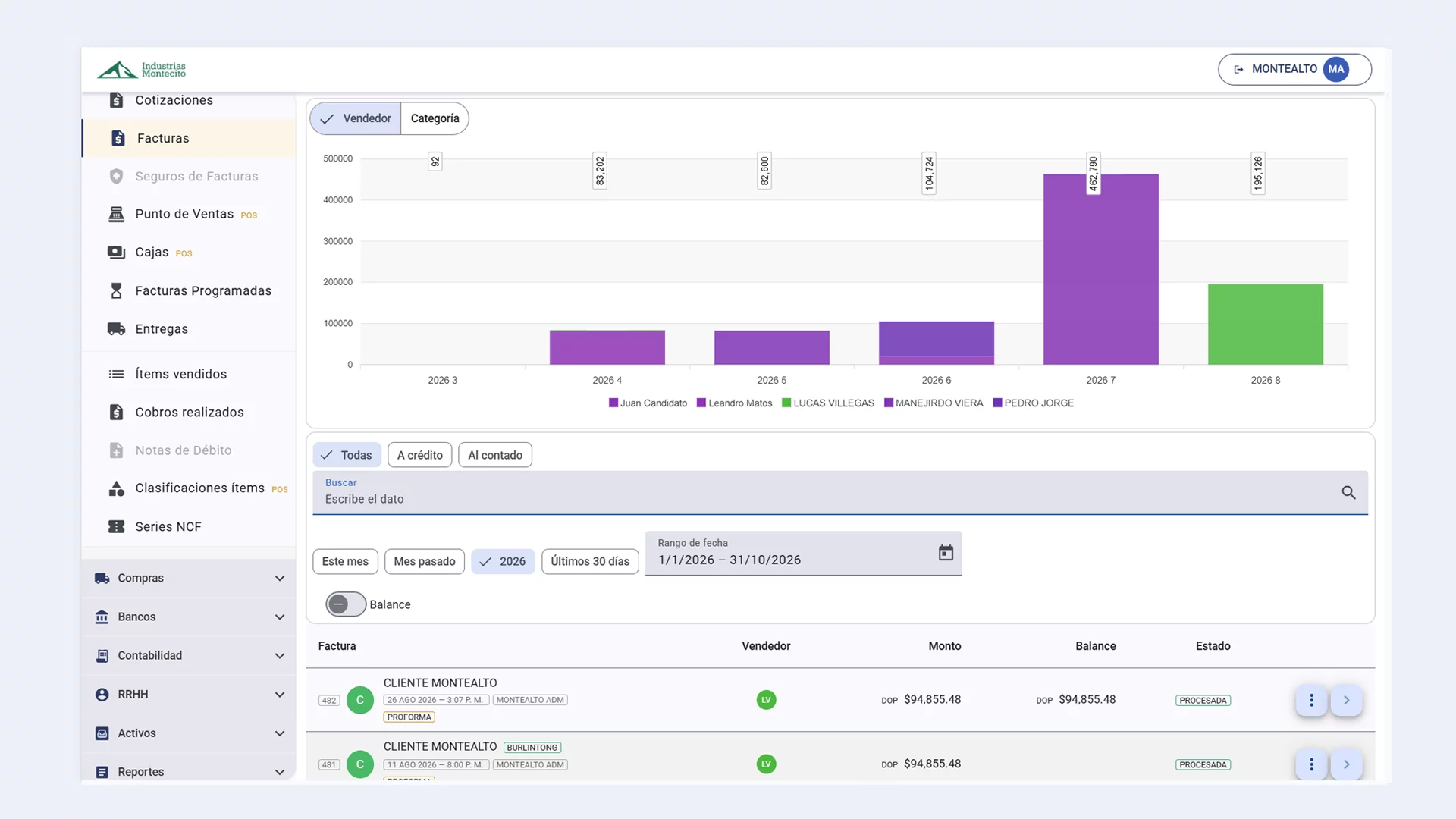 Breve - Módulo de facturación con ventas por vendedor