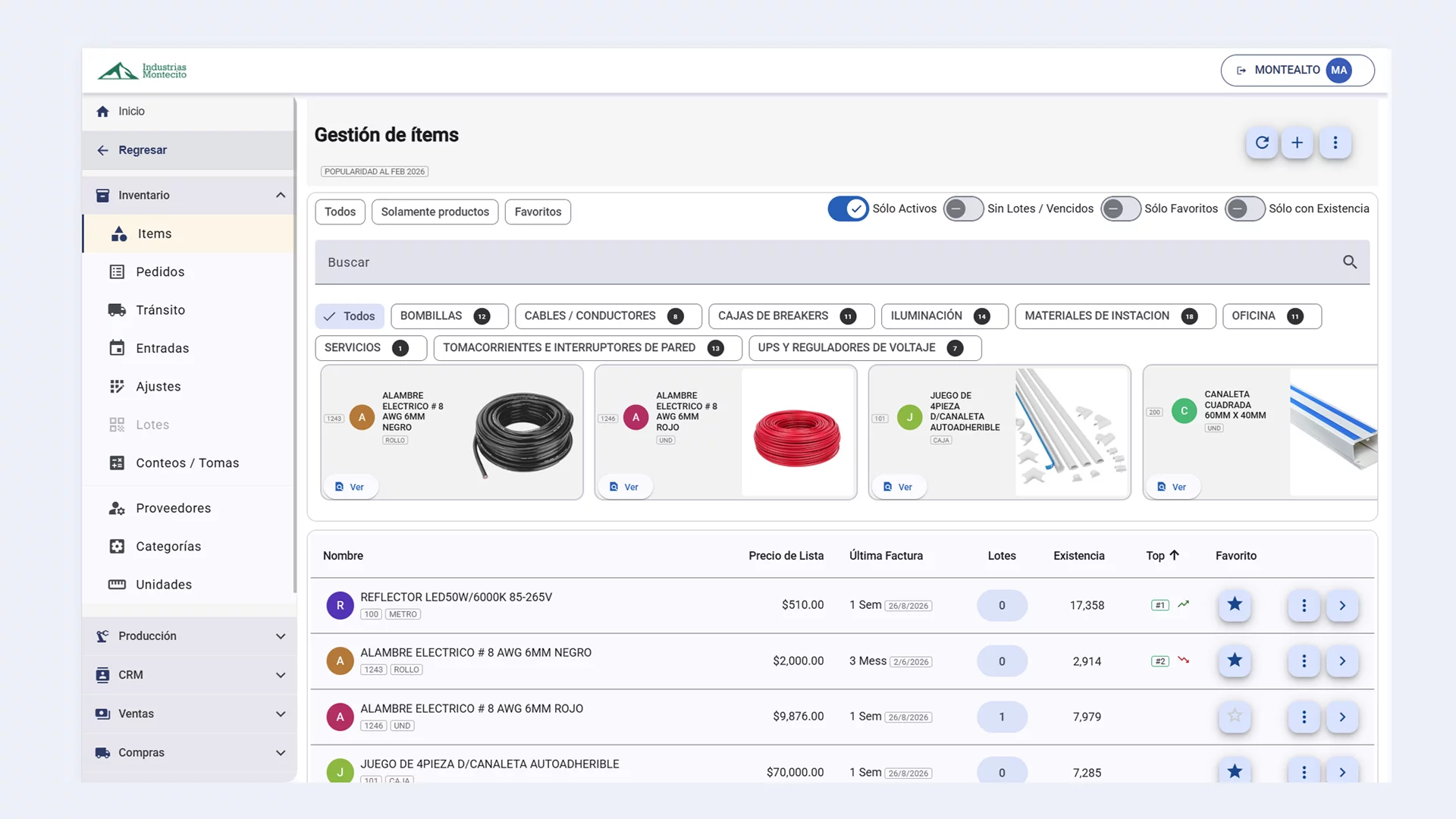 Breve - Gestión de ítems e inventario en tiempo real